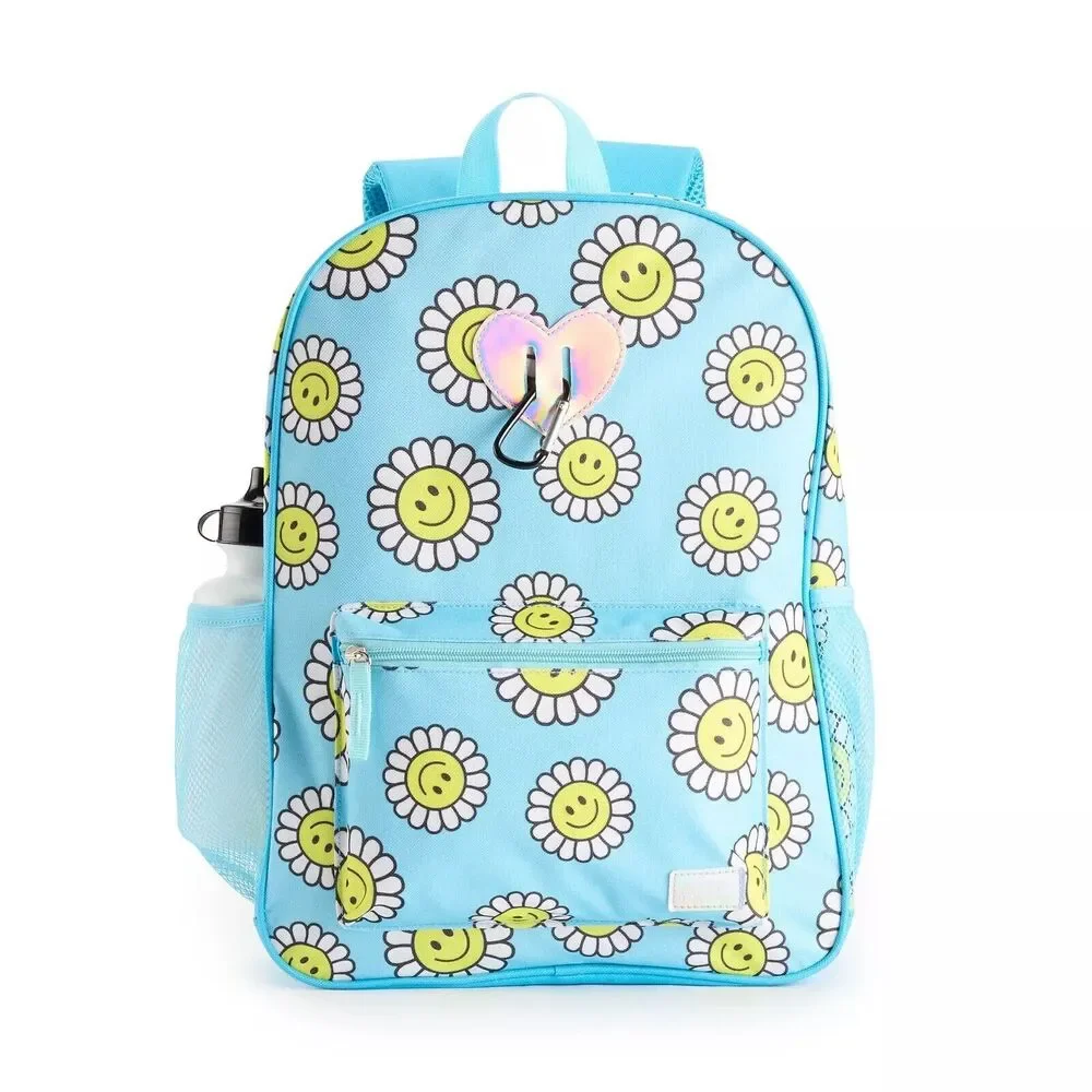 Smiley Face Sunflower 6-Piece‎ Backpack Set-School Backpack- Lunch Bag NEW